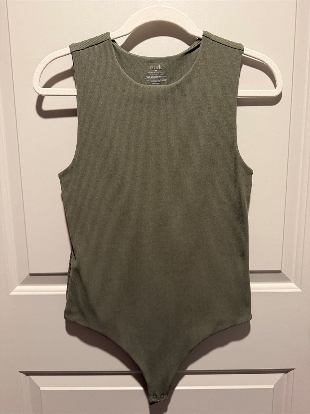 nuuds Olive Green Ribbed Sleeveless Bodysuit
